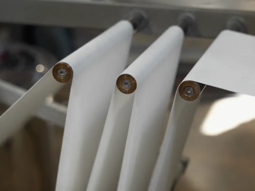 Nonwoven substrate running through the wet wipes converting line at Phoenix Wipes