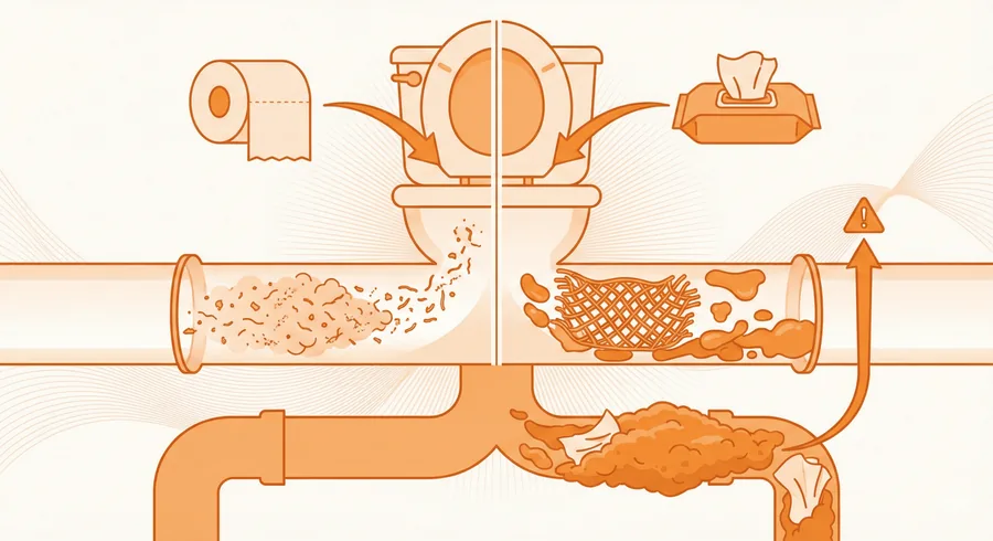 Flushable wipes vs toilet paper