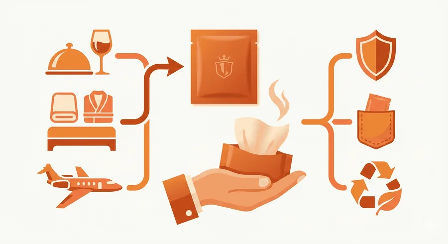 Luxury single sachet wet wipes for hospitality