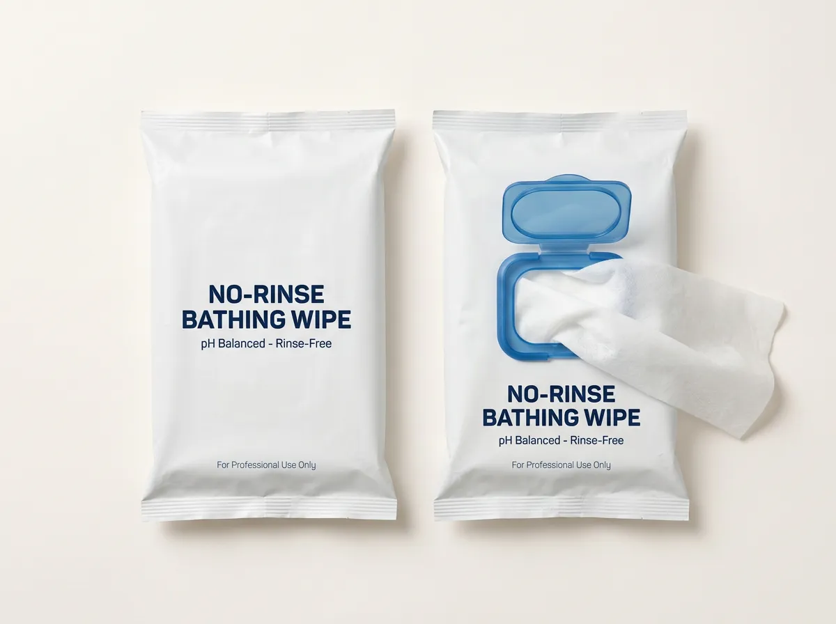 Private label no-rinse bathing wipes and bed bath cloths by Phoenix Wipes