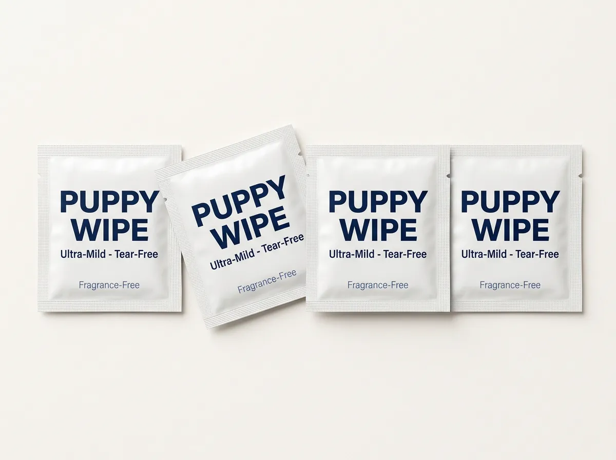 Private label ultra-gentle fragrance-free puppy and kitten wipes by Phoenix Wipes